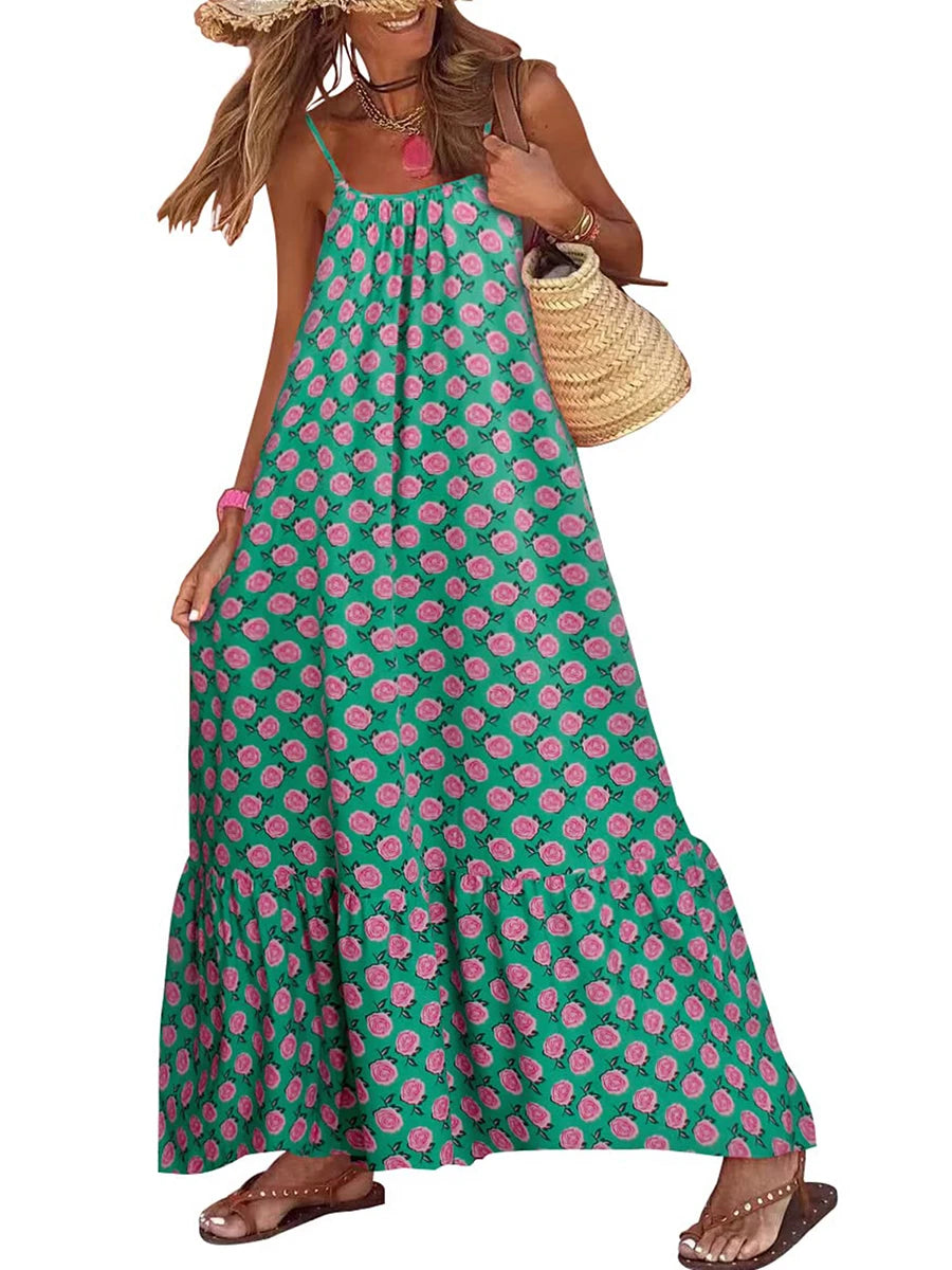 Incantevole vestito estivo a fiori con spalline sottili