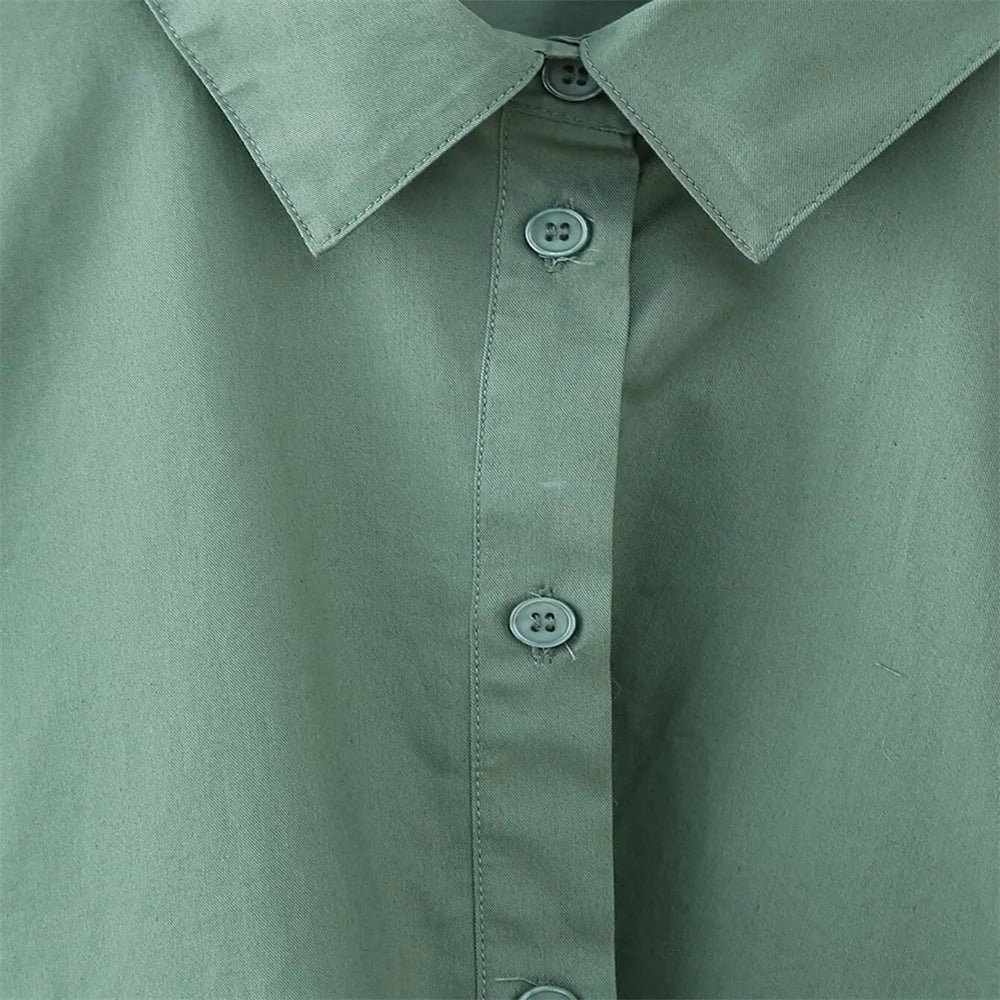Dames Zomerse Poplin Blouse - Casual Chic met Knopen