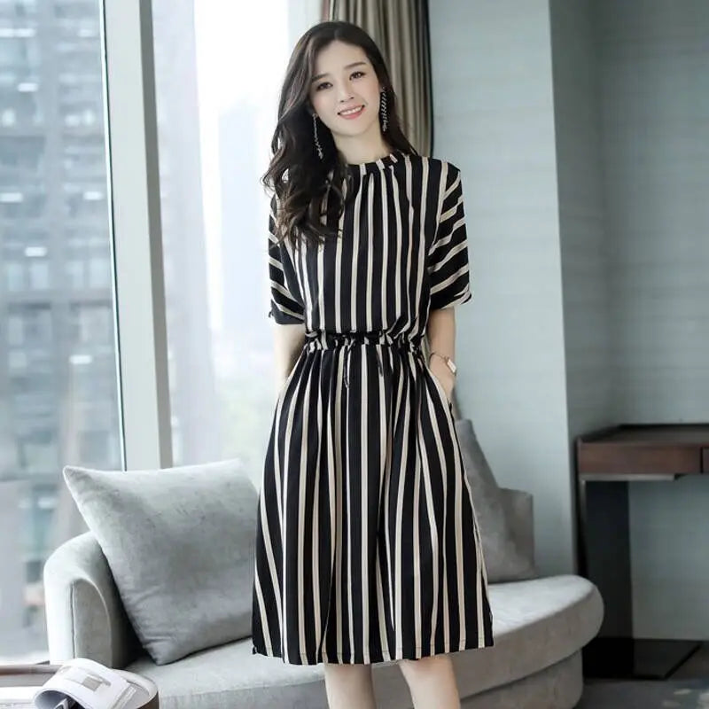 BelleVie Vestito Midi Estivo a Righe