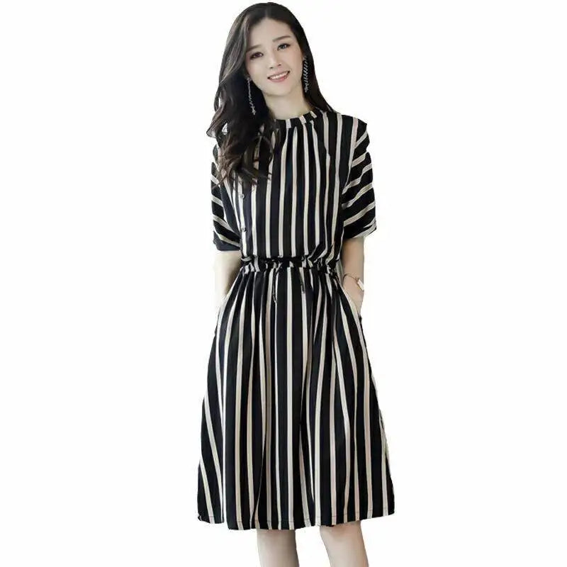 BelleVie Vestito Midi Estivo a Righe