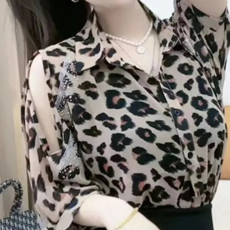 Polo Neck Leopard Top from Blooming Style