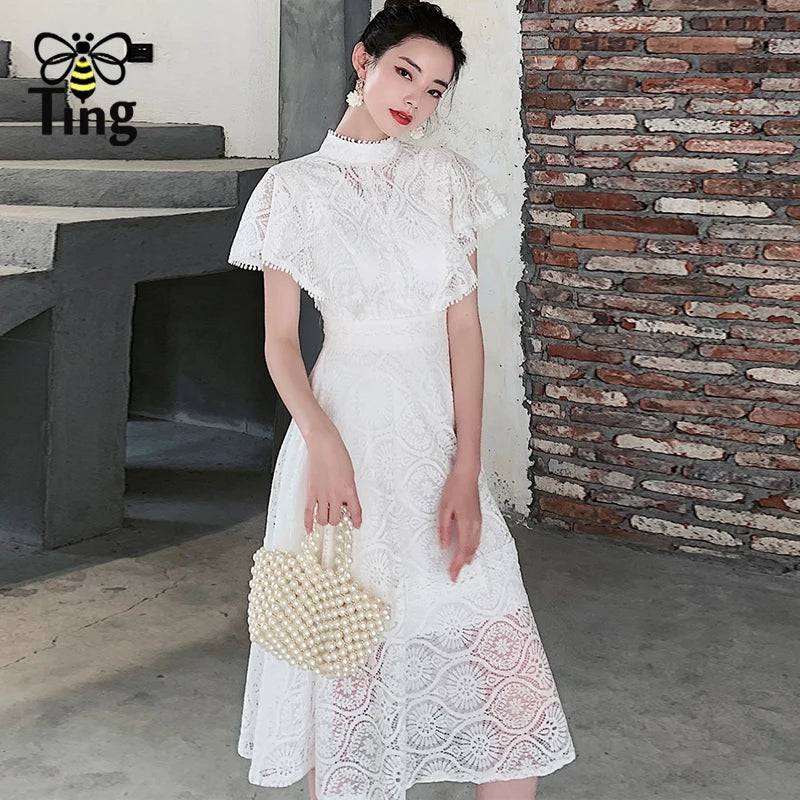 Vintage elegant party dress with ruffles from Tingfly