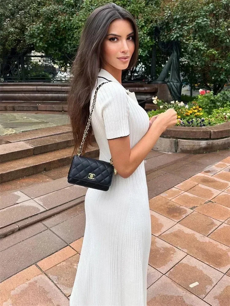 Witte Gebreide Maxi Jurk