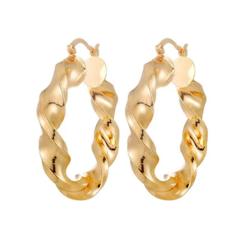 GoudGloed Trendy Geometrische Twisted Hoepeloorbellen