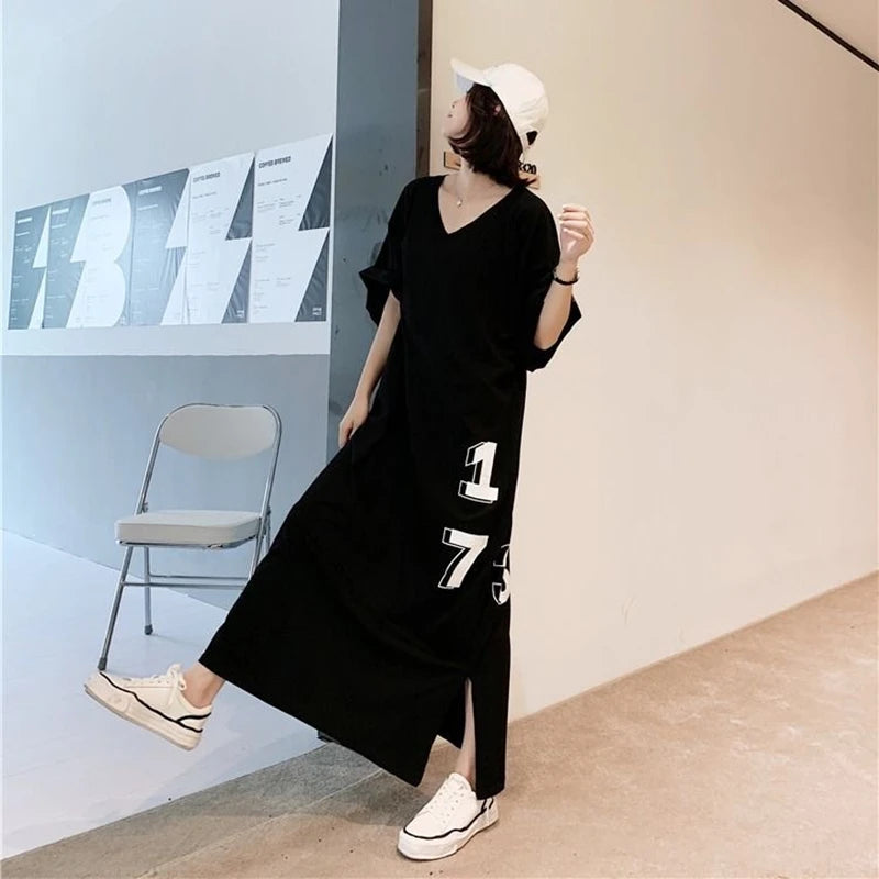 Nova Trendy Oversized T-shirt Jurk met Nummerprint