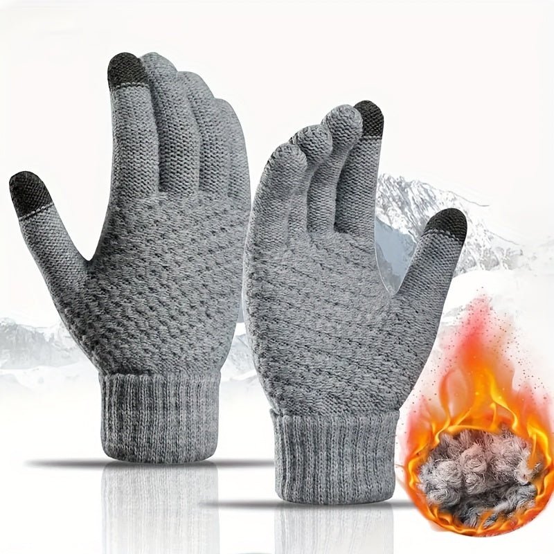 Grijze Ulivor fleece handschoenen met warme voering en touchscreen-compatibele vingertoppen. Unisex ontwerp, ideaal voor koude winterdagen.