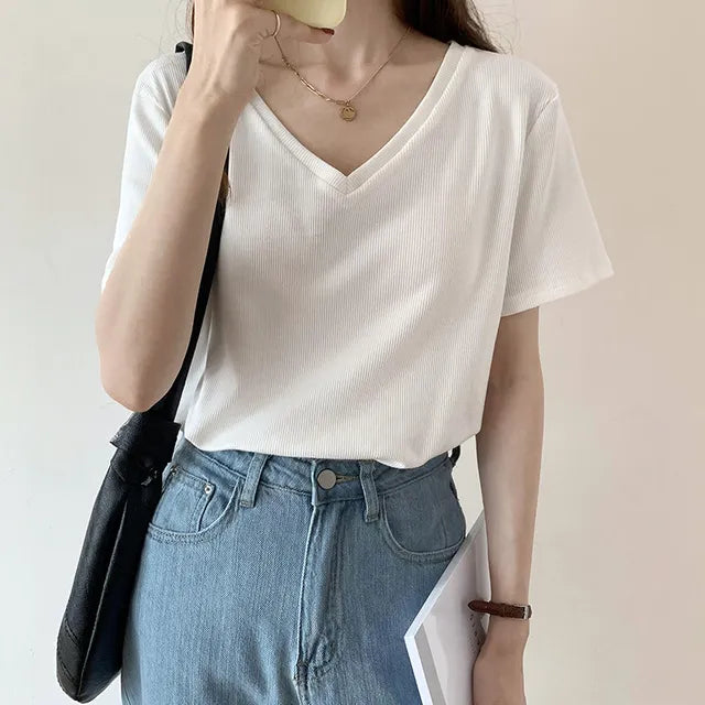 Zomerse Gestreepte Korte Mouw T-shirt voor Dames