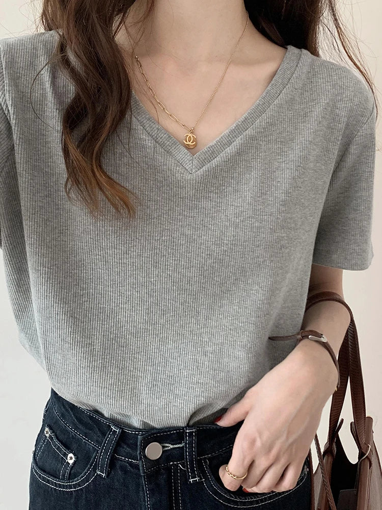 Zomerse Gestreepte Korte Mouw T-shirt voor Dames