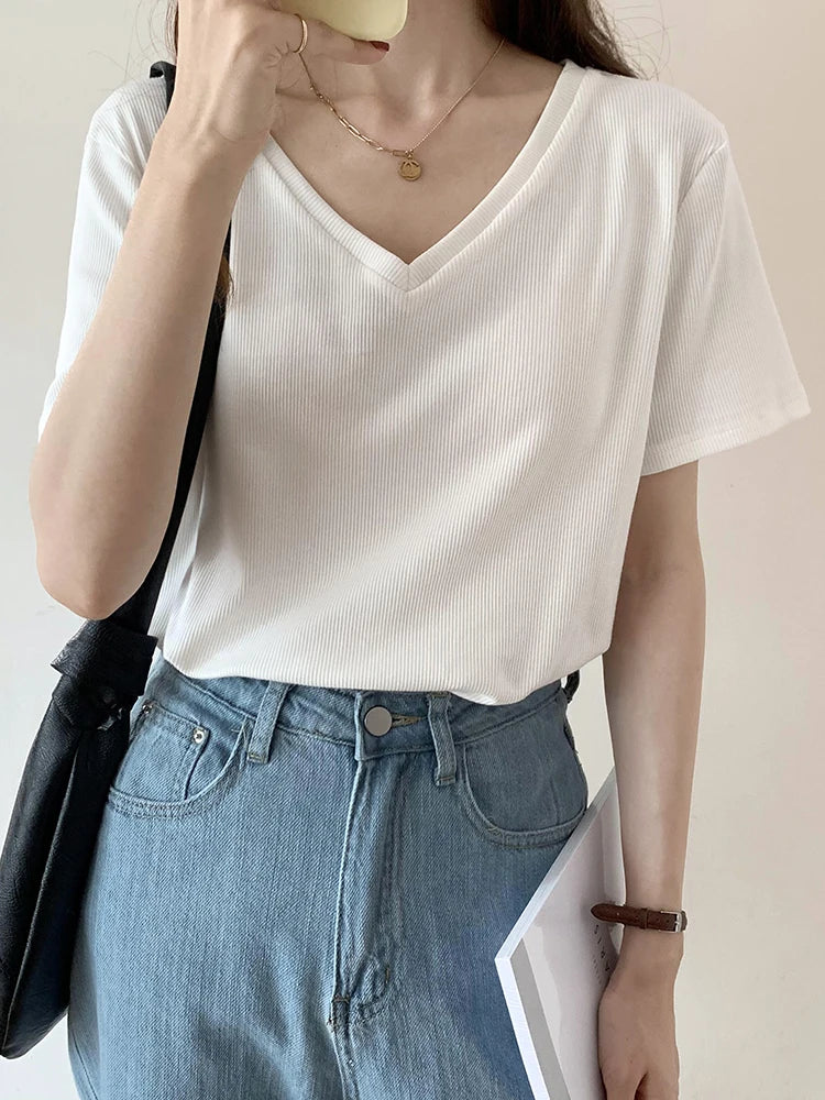 Zomerse Gestreepte Korte Mouw T-shirt voor Dames