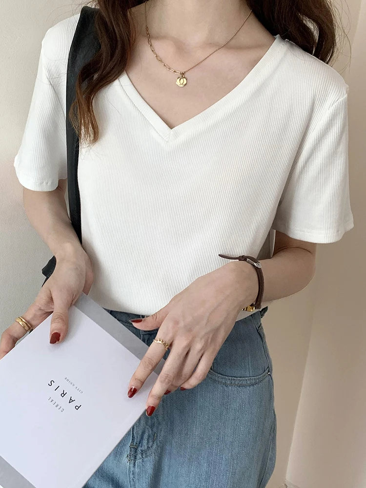 Zomerse Gestreepte Korte Mouw T-shirt voor Dames