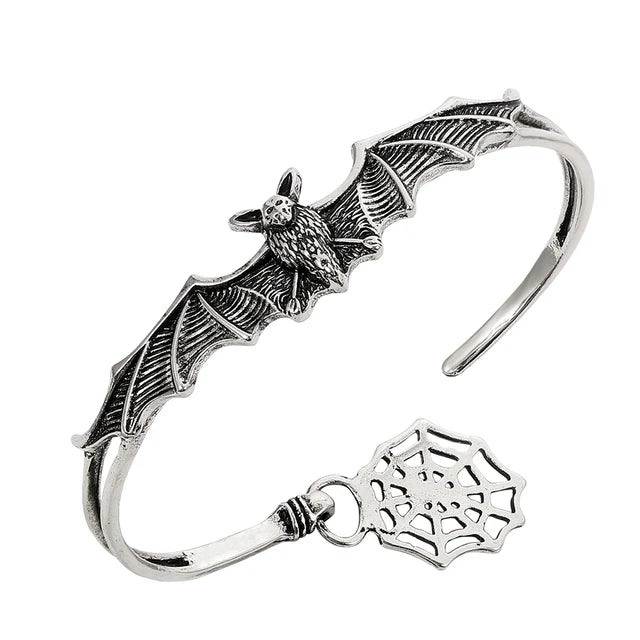 Bracelet pendentif en métal punk chauve-souris vampire - Accessoire Halloween pour un style sombre