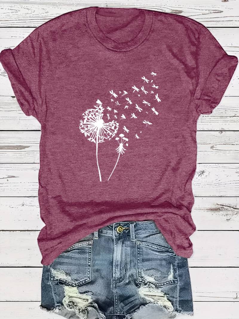 Vanessa | Camiseta casual con estampado gráfico de diente de león