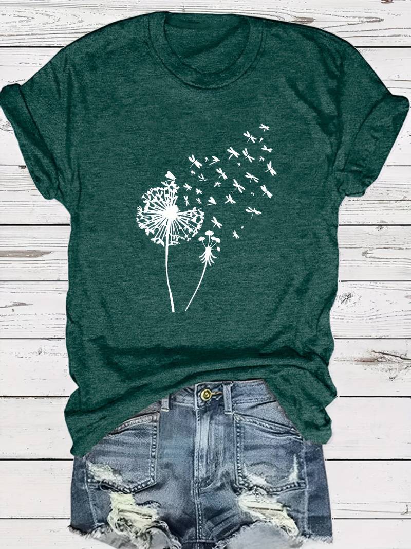 Vanessa | Camiseta casual con estampado gráfico de diente de león