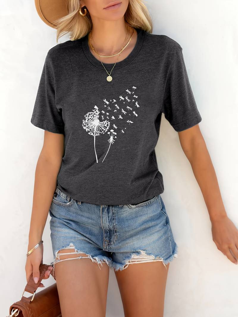 Vanessa | Camiseta casual con estampado gráfico de diente de león