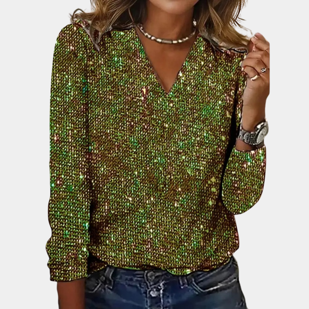 Vanessa | Stijlvolle glittertop met V-hals