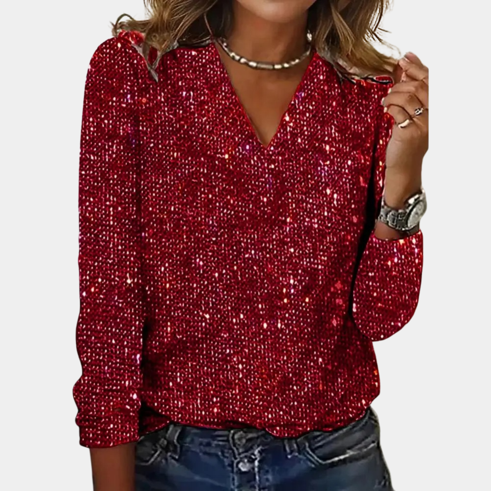 Vanessa | Stijlvolle glittertop met V-hals
