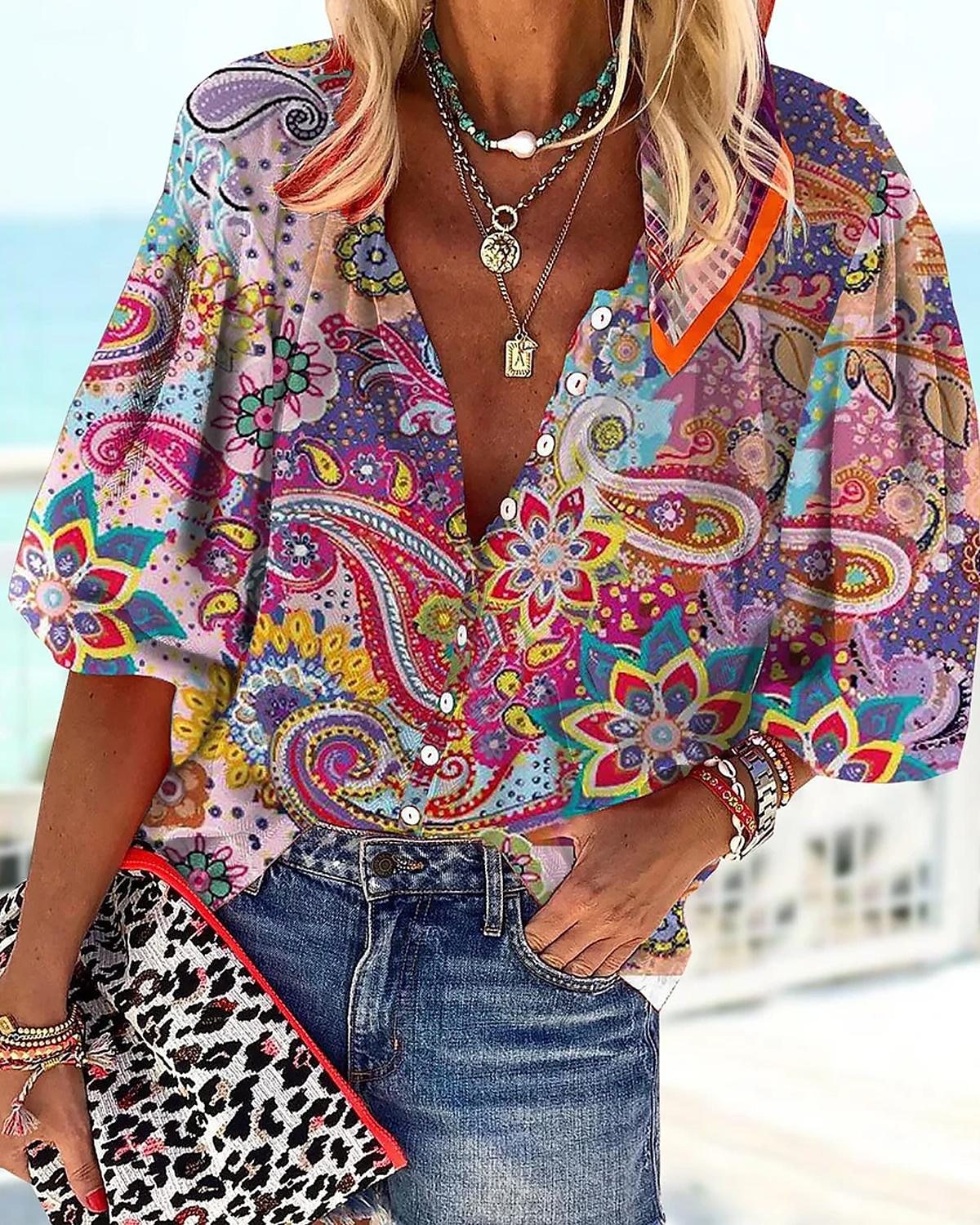 Vanessa | Trendy Boho Casual V-hals Blouse