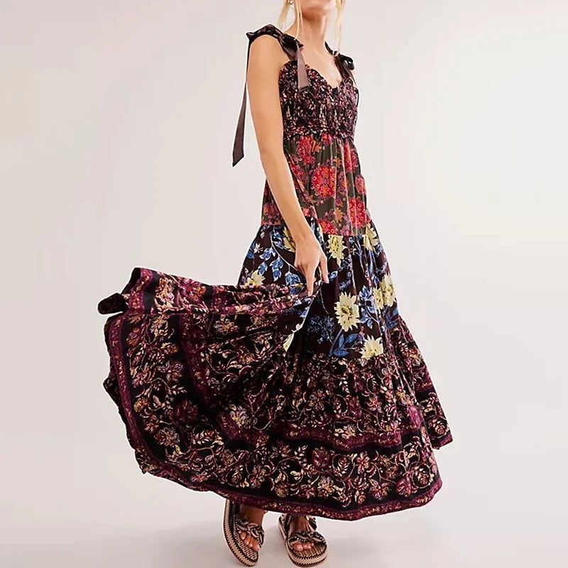 Bohemian Summer Patchwork Party Dress