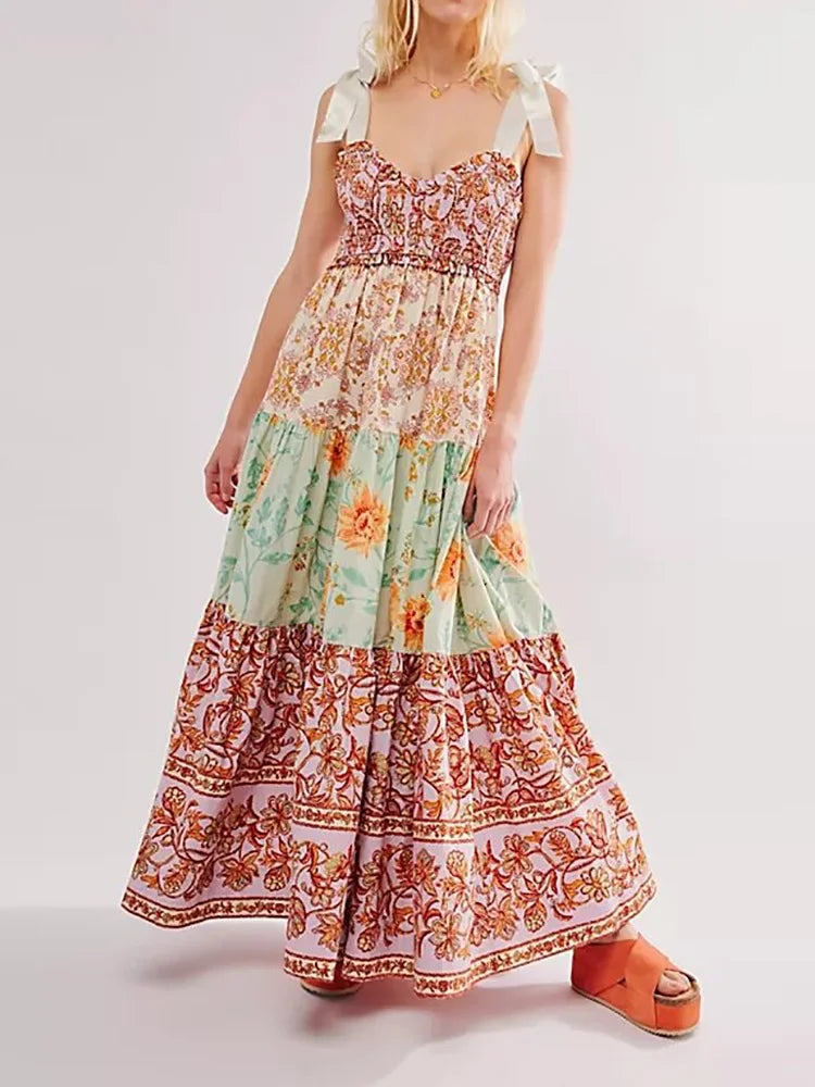 Bohemian Summer Patchwork Party Dress