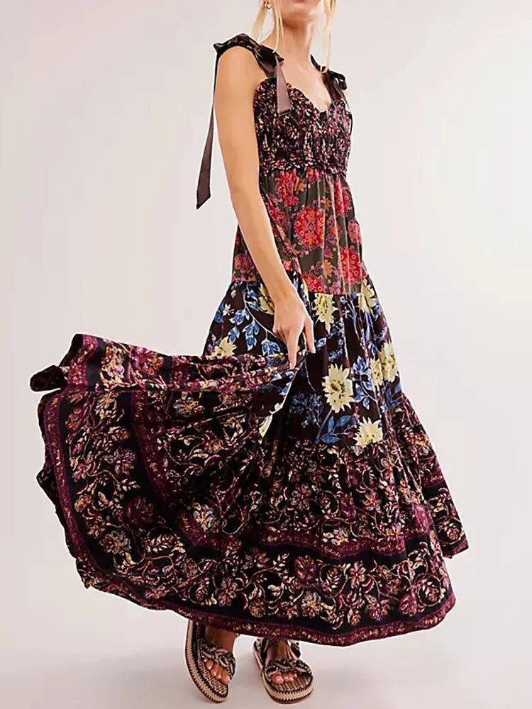 Bohemian Summer Patchwork Party Dress
