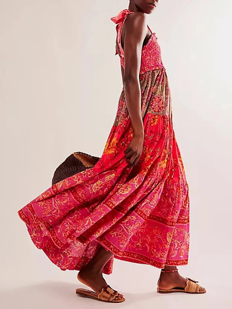 Bohemian Summer Patchwork Party Dress