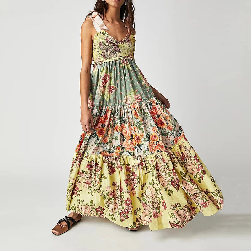 Bohemian Summer Patchwork Party Dress