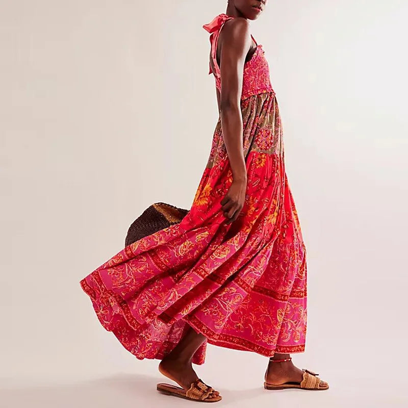 Bohemian Summer Patchwork Party Dress