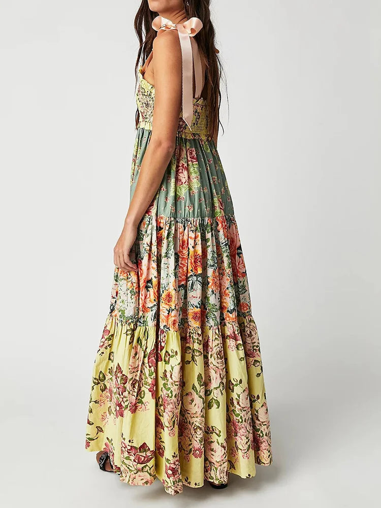 Bohemian Summer Patchwork Party Dress