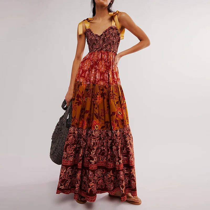 Bohemian Summer Patchwork Party Dress