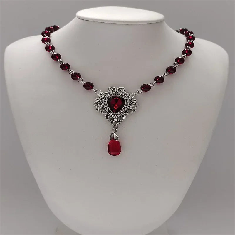 Victorian Romantic Heart Rosary Necklace