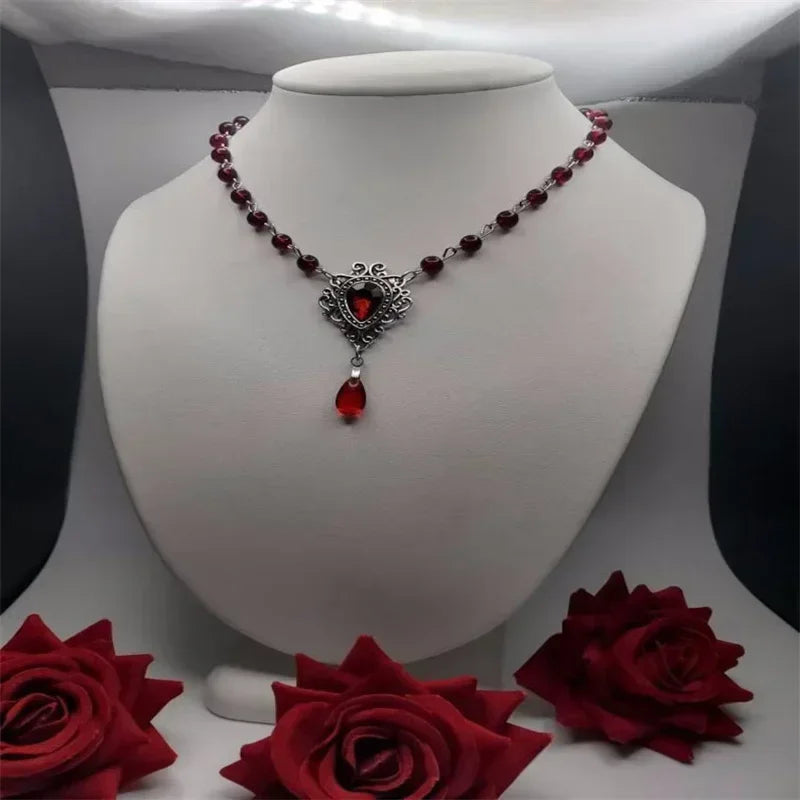 Victorian Romantic Heart Rosary Necklace