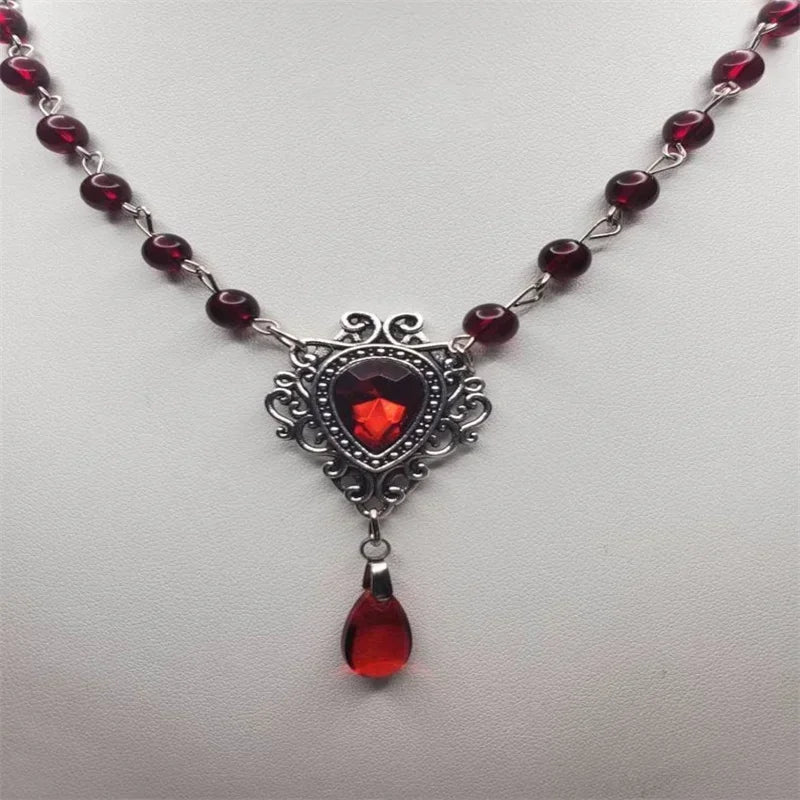 Victorian Romantic Heart Rosary Necklace