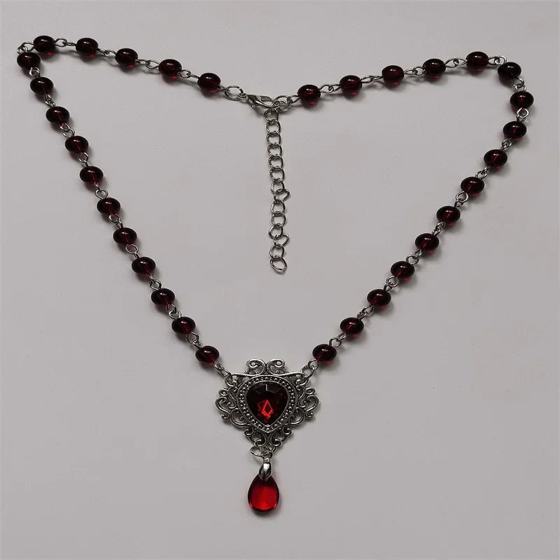 Victorian Romantic Heart Rosary Necklace