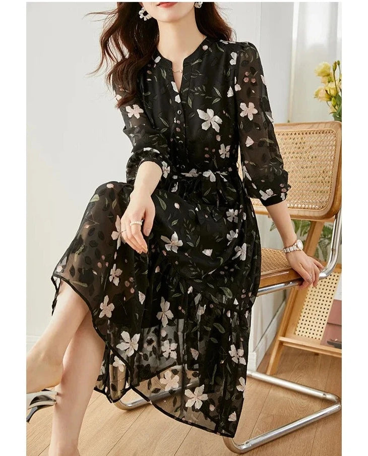Vimly Chiffon Bloemenjurk