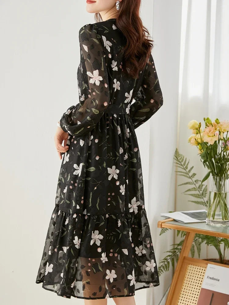 Vimly Chiffon Bloemenjurk