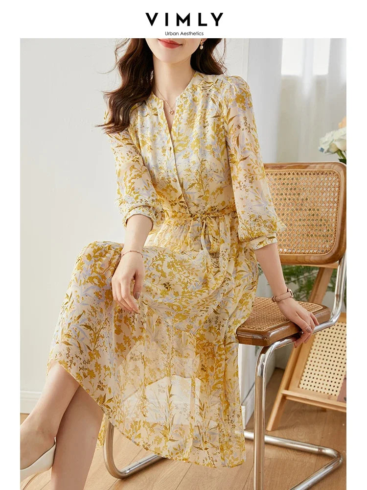 Vimly Chiffon Bloemenjurk