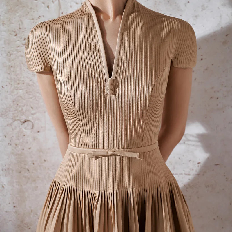 Stijlvolle Vintage Korte Mouwen Jurk voor Vrouwen