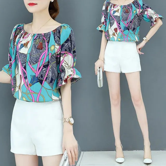 Blouse de mode vintage estivale pour dames