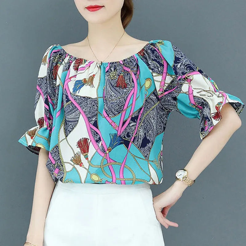 Blouse de mode vintage estivale pour dames