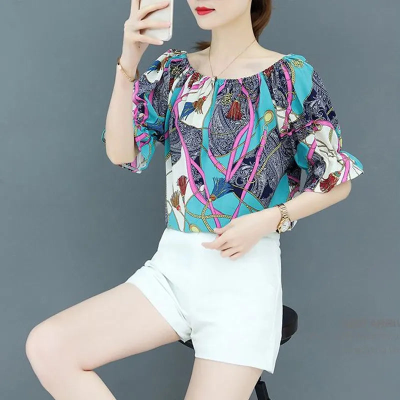 Blouse de mode vintage estivale pour dames