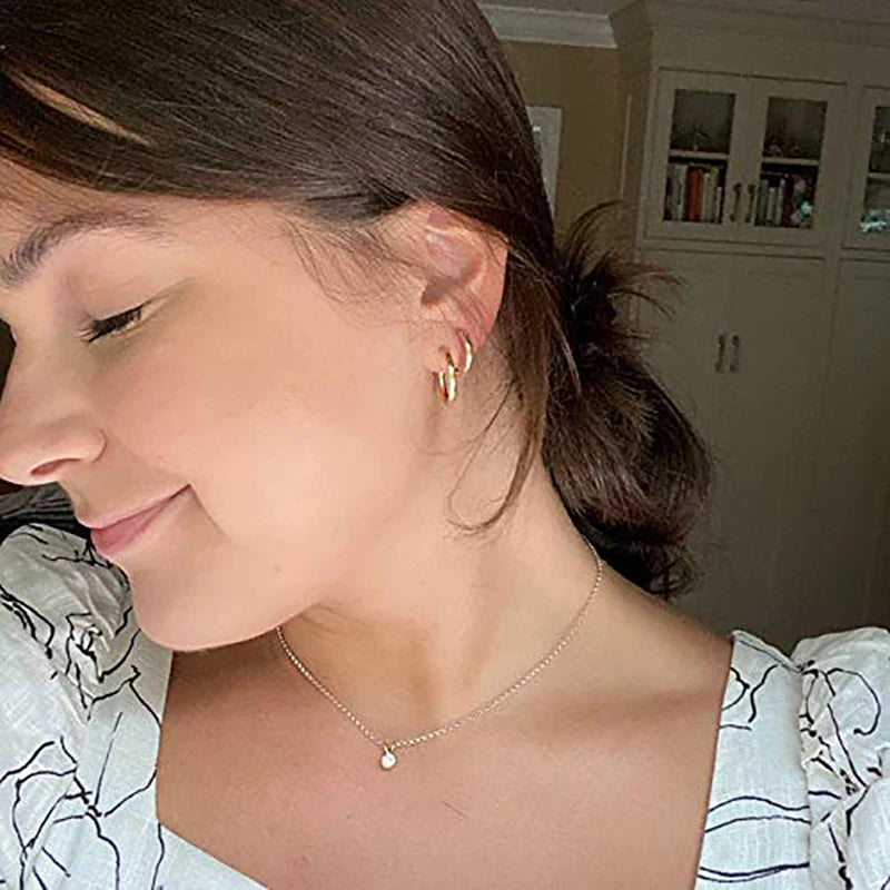 Gouden Kringoorbellen Set met 925 Sterling Zilveren Naald van Glim & Glans