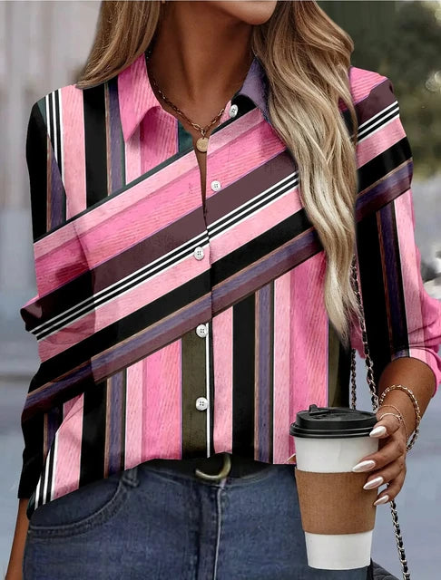 Rosa gestreifte Bluse für Frauen