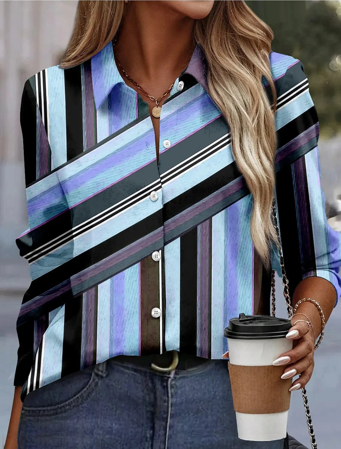 Rosa gestreifte Bluse für Frauen