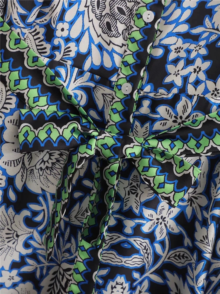 Vestito lungo stampato blu di Yunify