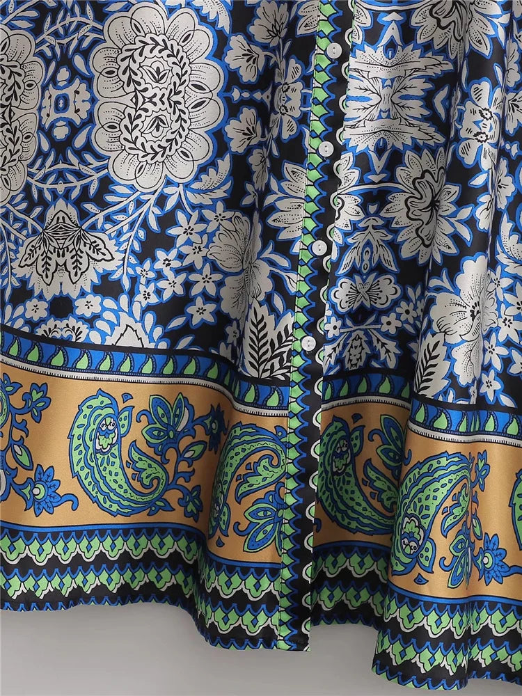 Vestito lungo stampato blu di Yunify