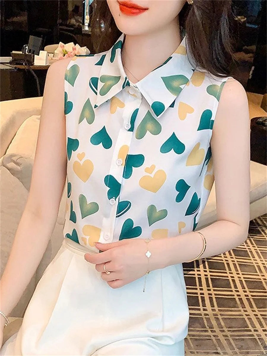 Glamourous Lady Summer Blouses with Heart Pattern