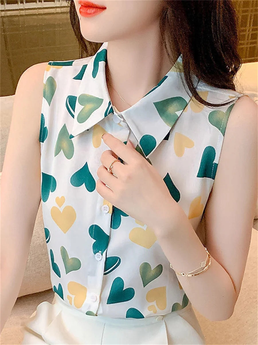 Glamourous Lady Summer Blouses with Heart Pattern