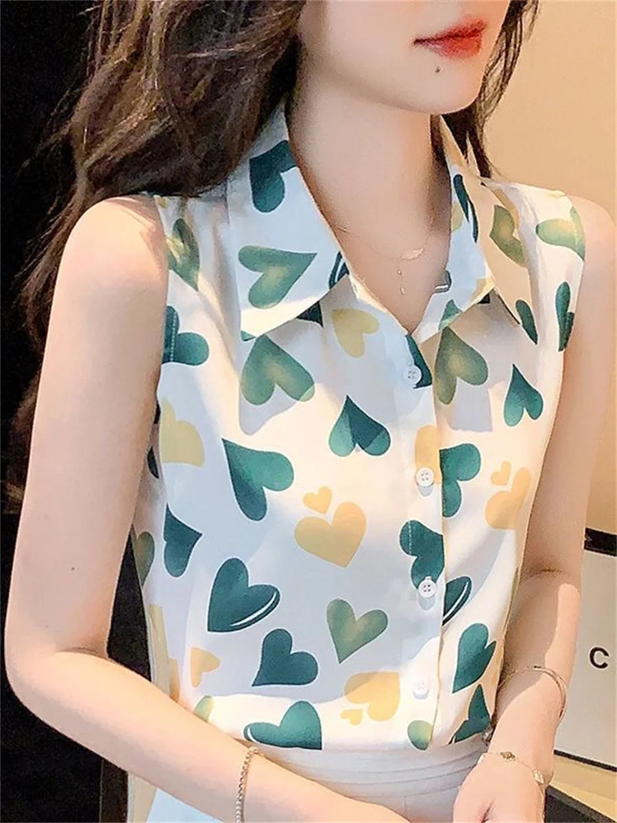 Glamourous Lady Summer Blouses with Heart Pattern