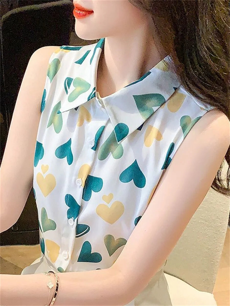 Glamourous Lady Summer Blouses with Heart Pattern