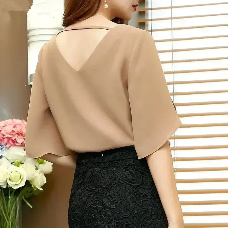 Sensual chiffon blouse with flouncy ruffles for fiery women
